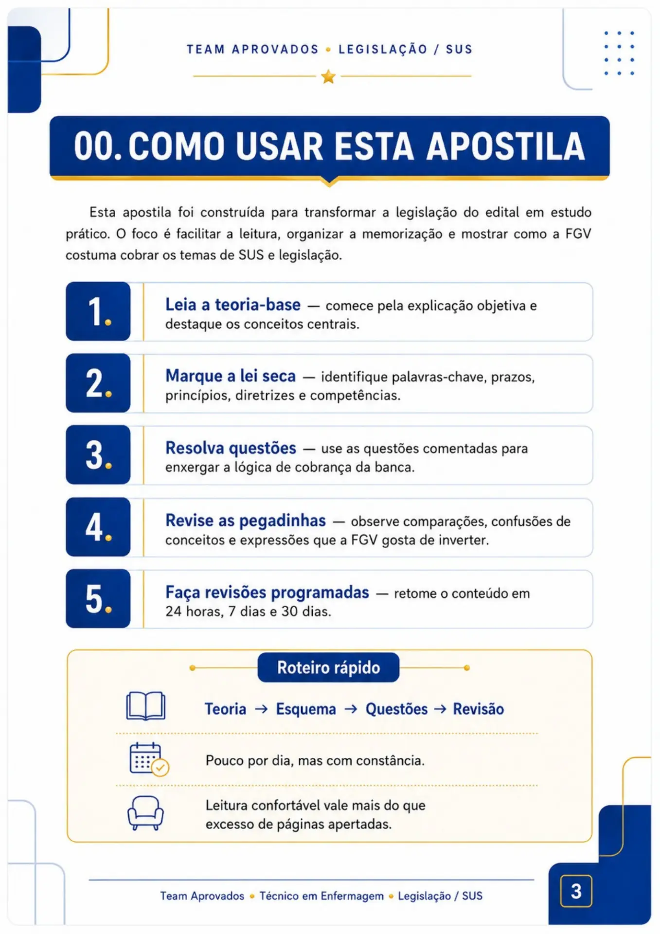 Página 3 da apostila Team Aprovados
